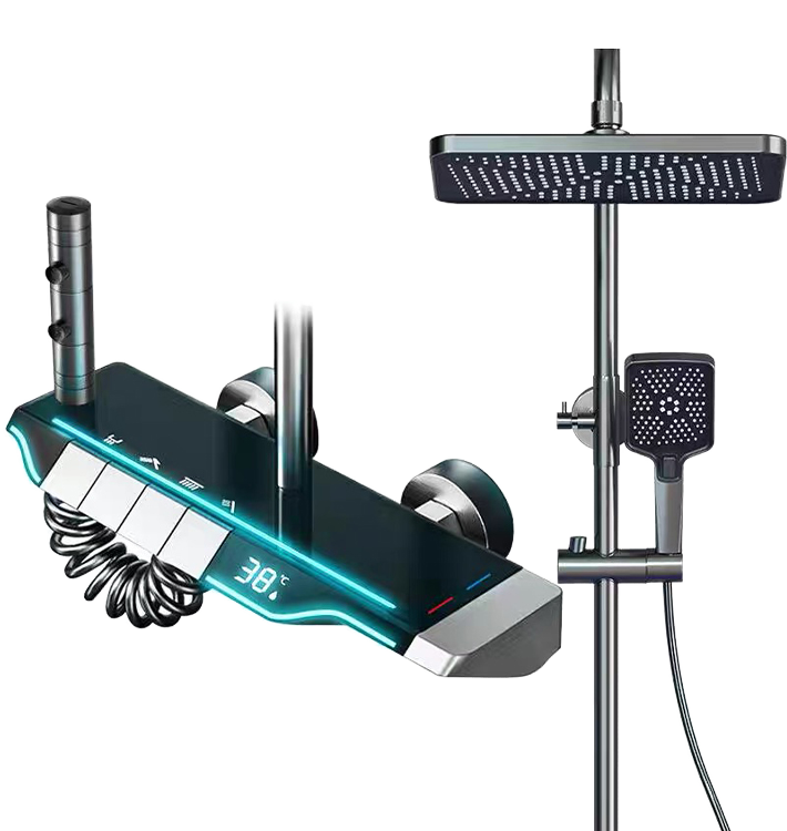 Faucet - Intelligentes Multifunktionales LED-Duschsystem mit Silbernen Klaviertasten,