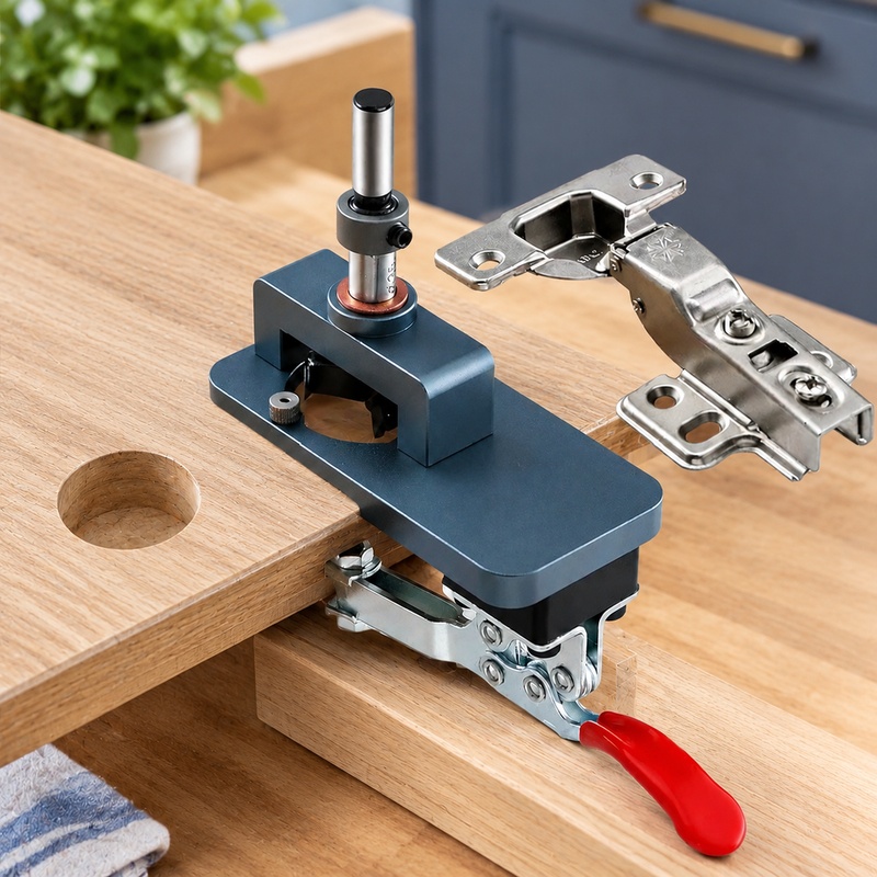 Cabinet Hinges - Präzisions-Kantenklemmvorrichtung mit gehärteten Bohrhülsen zur Montage