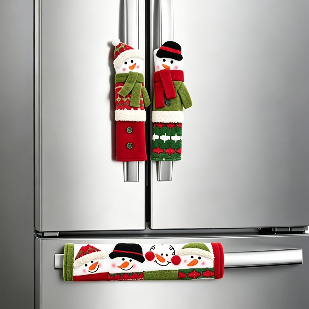 Door Handle - Weihnachtliche Schneemann-Kühlschranktürgriffabdeckungen, Gerätegriffabdeckungen, Weihnachtsdekorationen für Küche,
