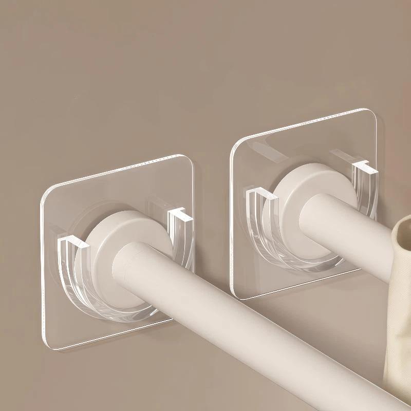Curtain Rods - N$ 4 Stück transparente, selbstklebende Gardinenstangenhalterungen,