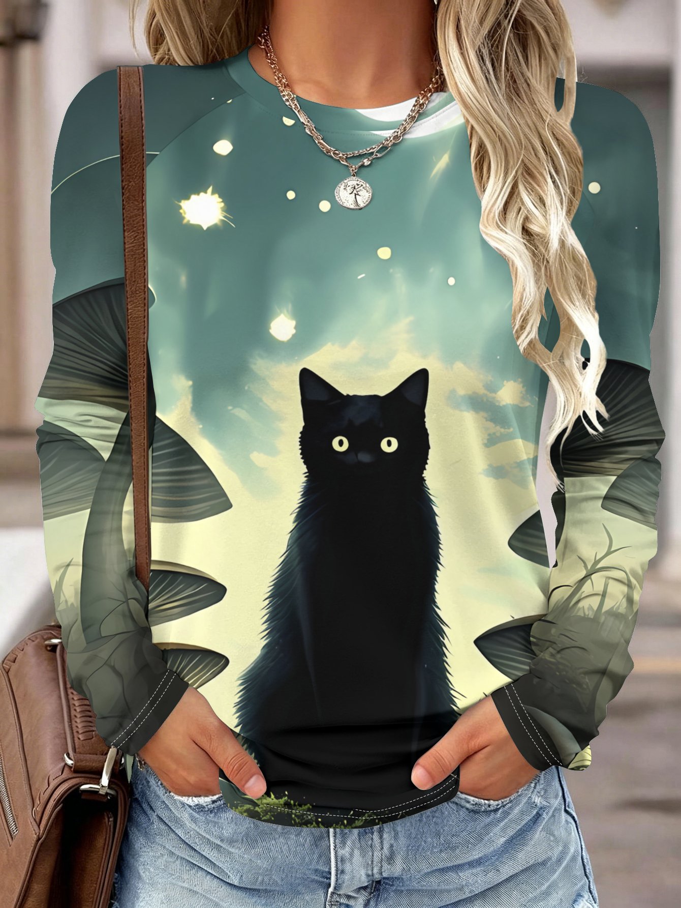 Damen Langarmshirt mit Tasche, – Wallpaper Bewertung und Preis