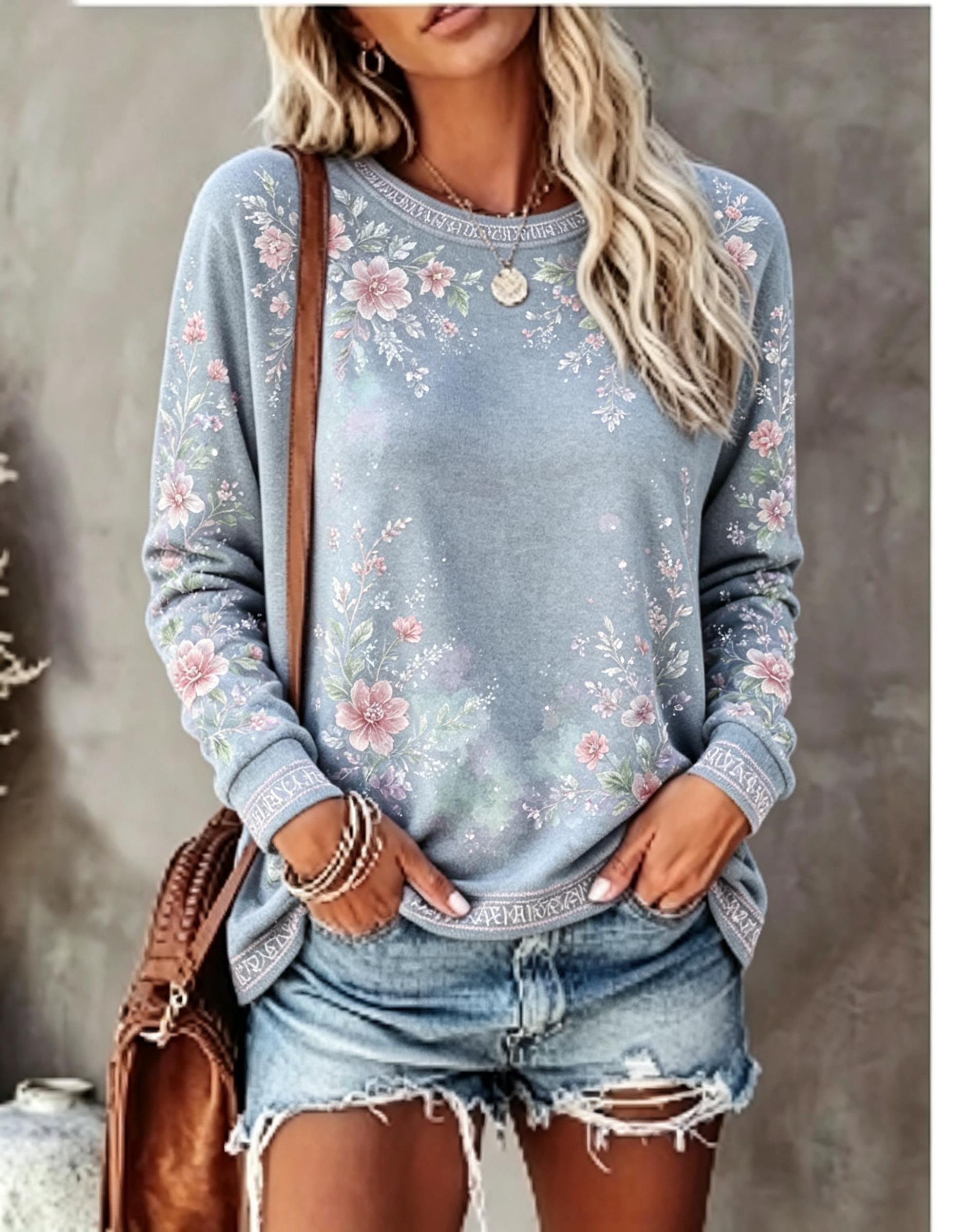 Damen-T-Shirt mit Rundhalsauss – Wallpaper Bewertung und Preis